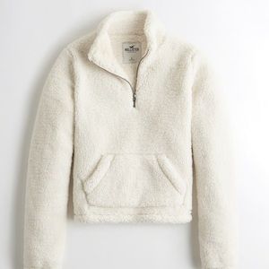 Sherpa Half-Zip White Sweatshirt